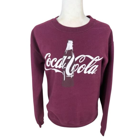 Coca Cola Sweatshirt Womens Size S Burgundy Retro Vintage Classic Y2K Crew - Picture 5 of 12